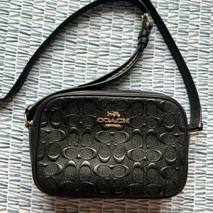 Coach black leather camera bag
